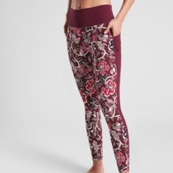 Athleta Affirmation 7/8 Tights Floral Activewear In Power vita Fabric Womens XS - Picture 1 of 5